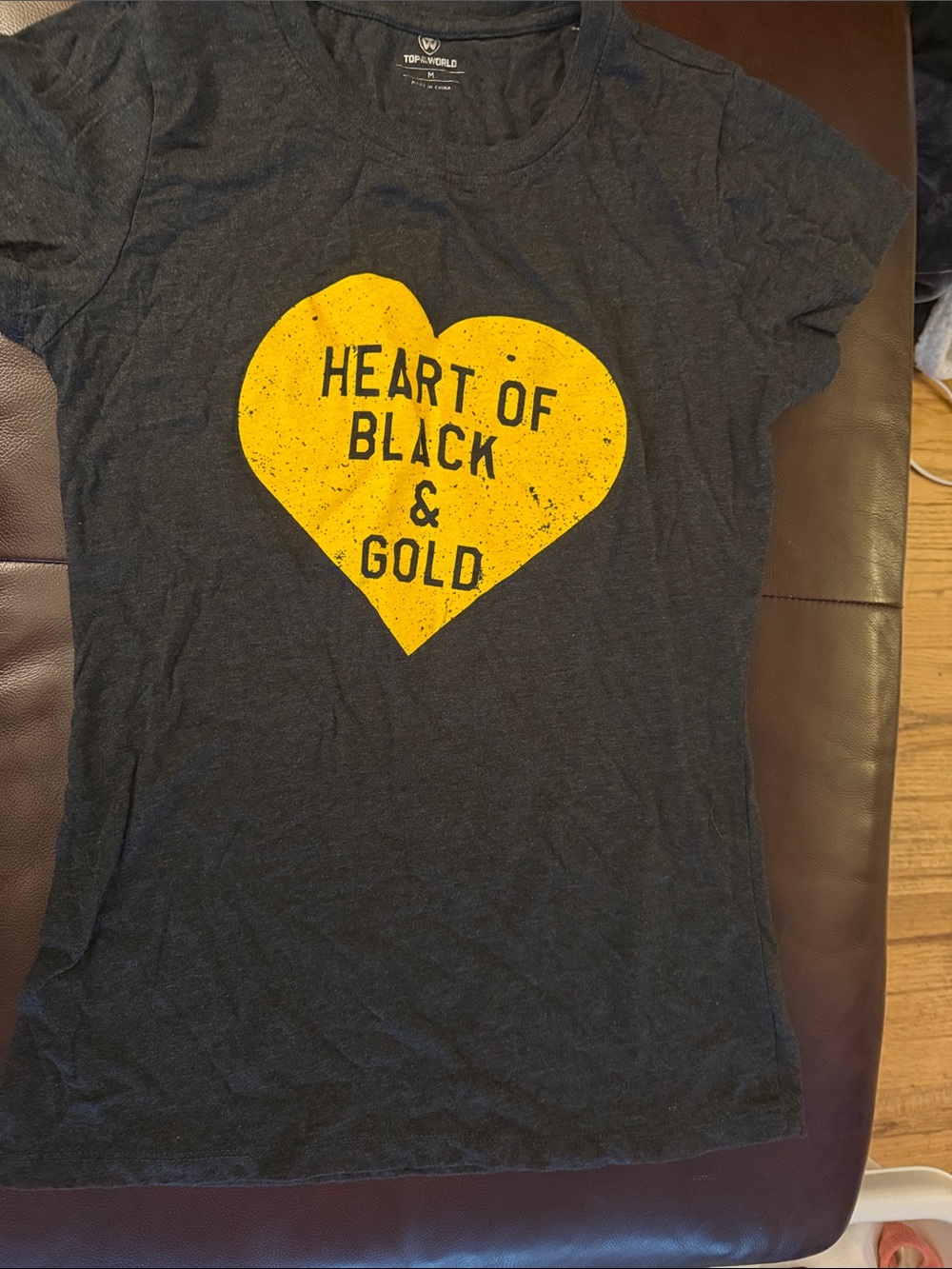 Top of the World Black Kids Short Sleeve Tee with Yellow Heart Graphic
